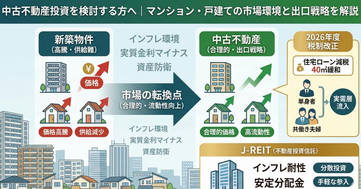 中古不動産投資を検討する方へ｜マンション・戸建ての市場環境を解説