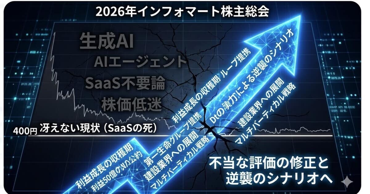インフォマート2026年株主総会|営業益50億の公約とSaaSの逆襲